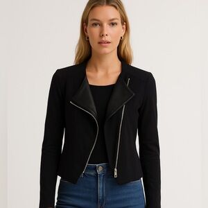 Iris Setlakwe Moto Jacket Black Leather Trim Women’s Size Small